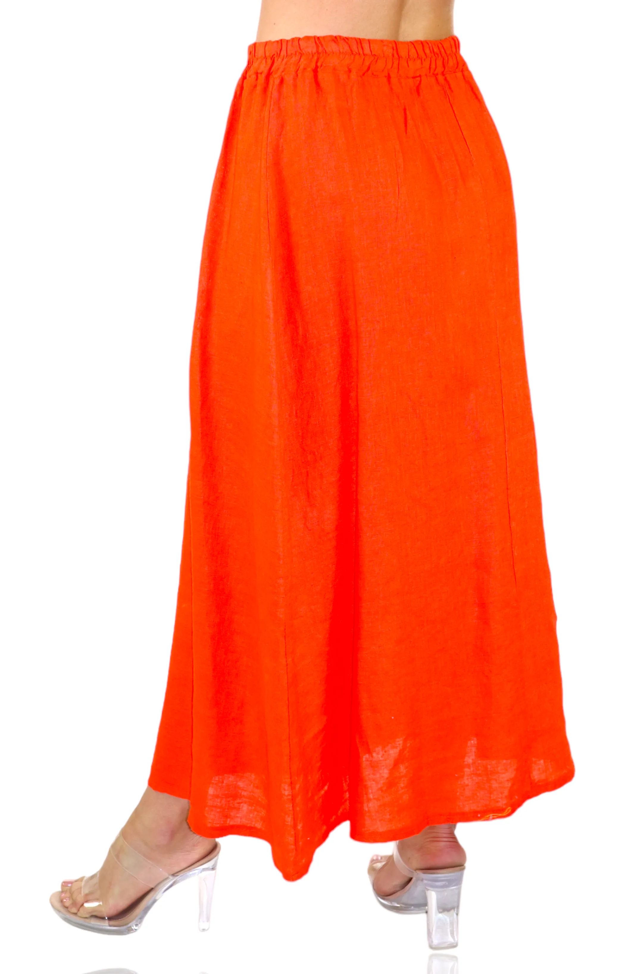Women 100% Pure Linen Boho Bohemian Flowy Breathable Maxi Skirt