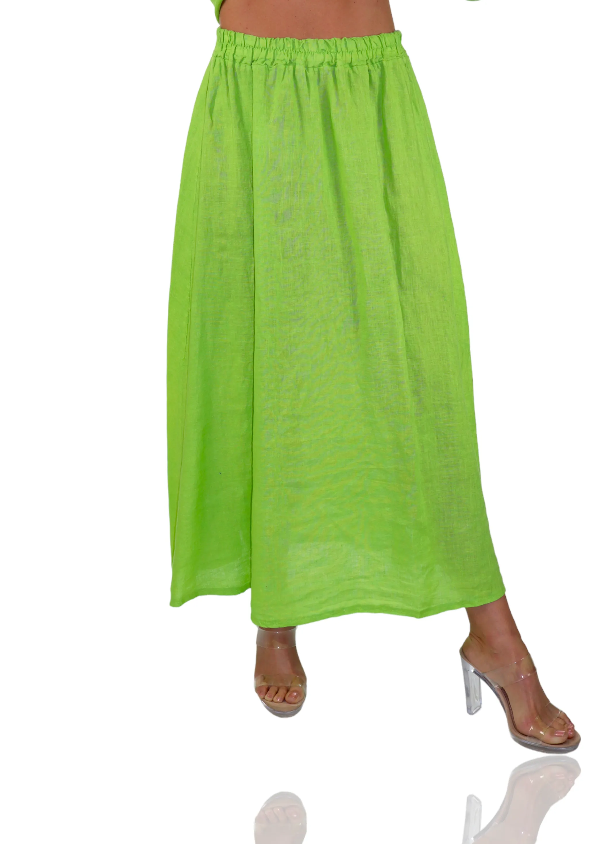 Women 100% Pure Linen Boho Bohemian Flowy Breathable Maxi Skirt