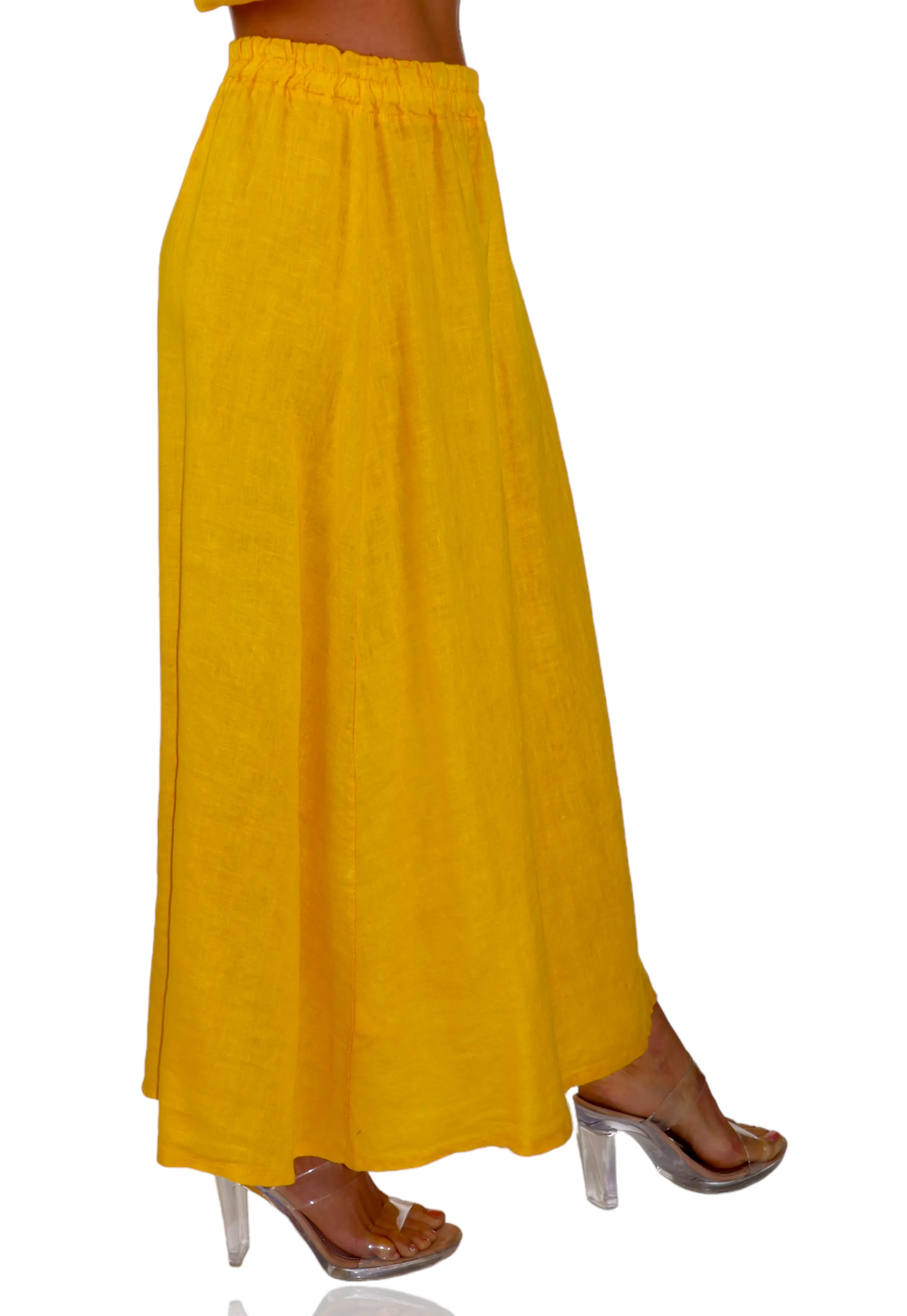 Women 100% Pure Linen Boho Bohemian Flowy Breathable Maxi Skirt