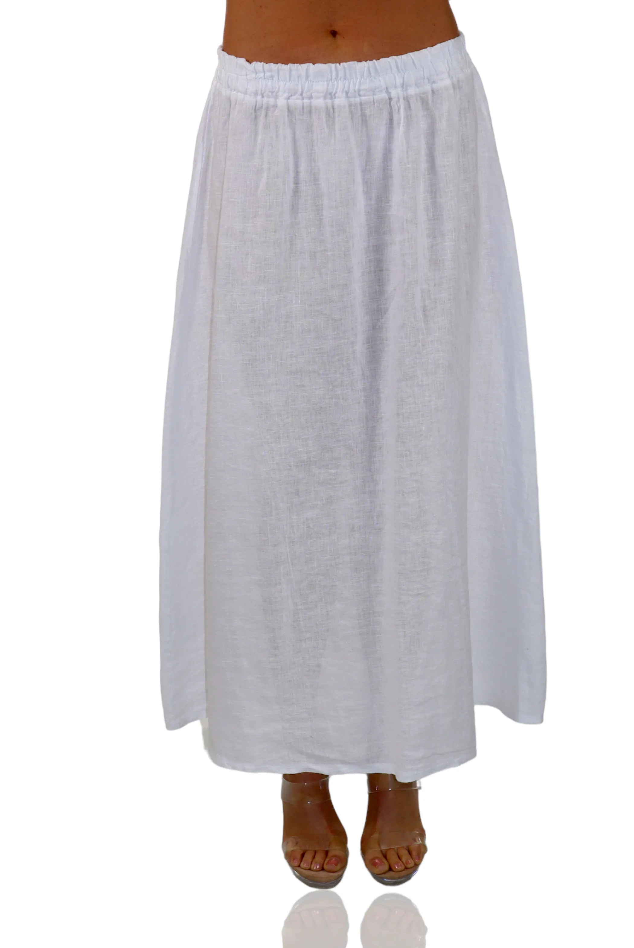 Women 100% Pure Linen Boho Bohemian Flowy Breathable Maxi Skirt