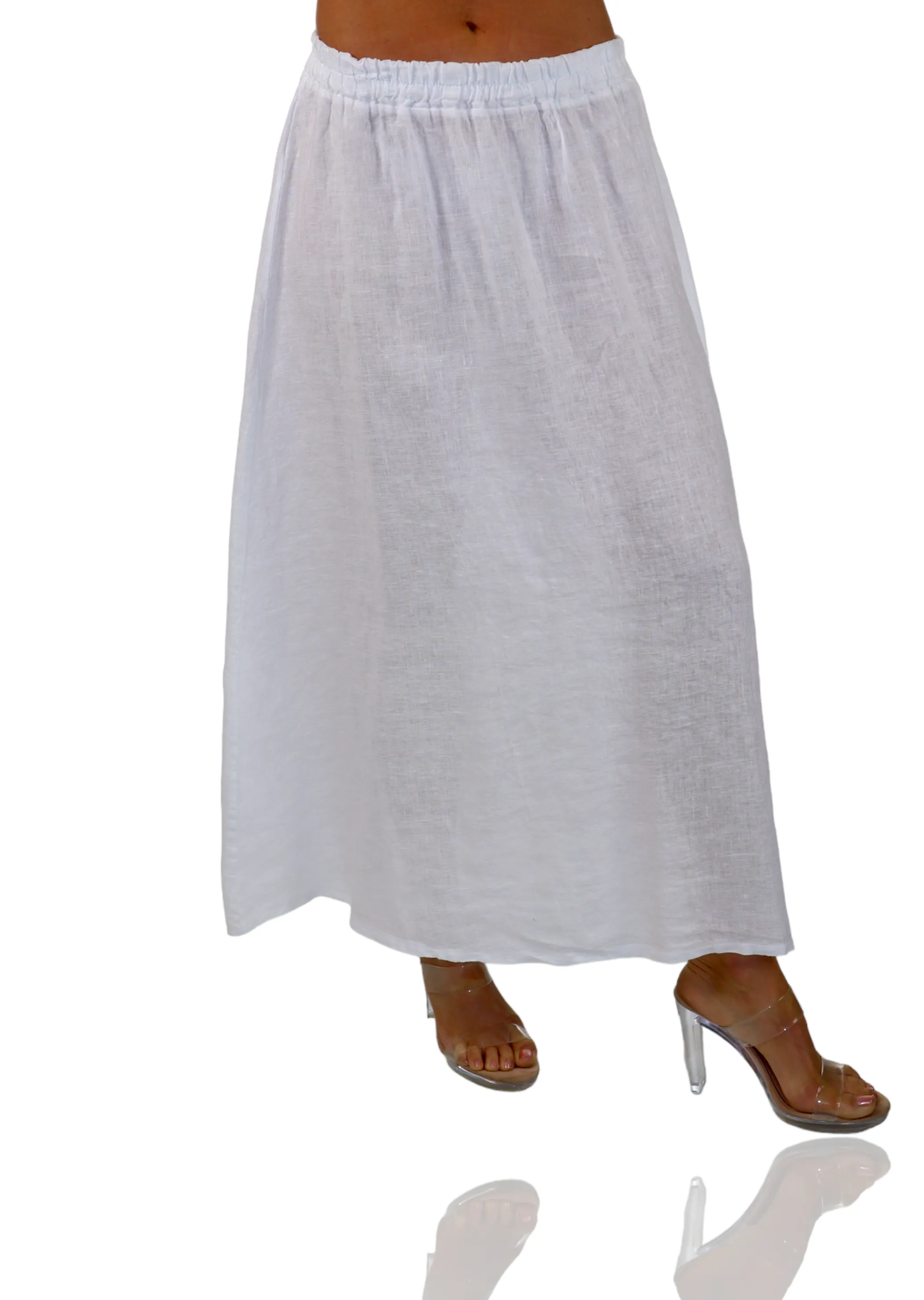 Women 100% Pure Linen Boho Bohemian Flowy Breathable Maxi Skirt