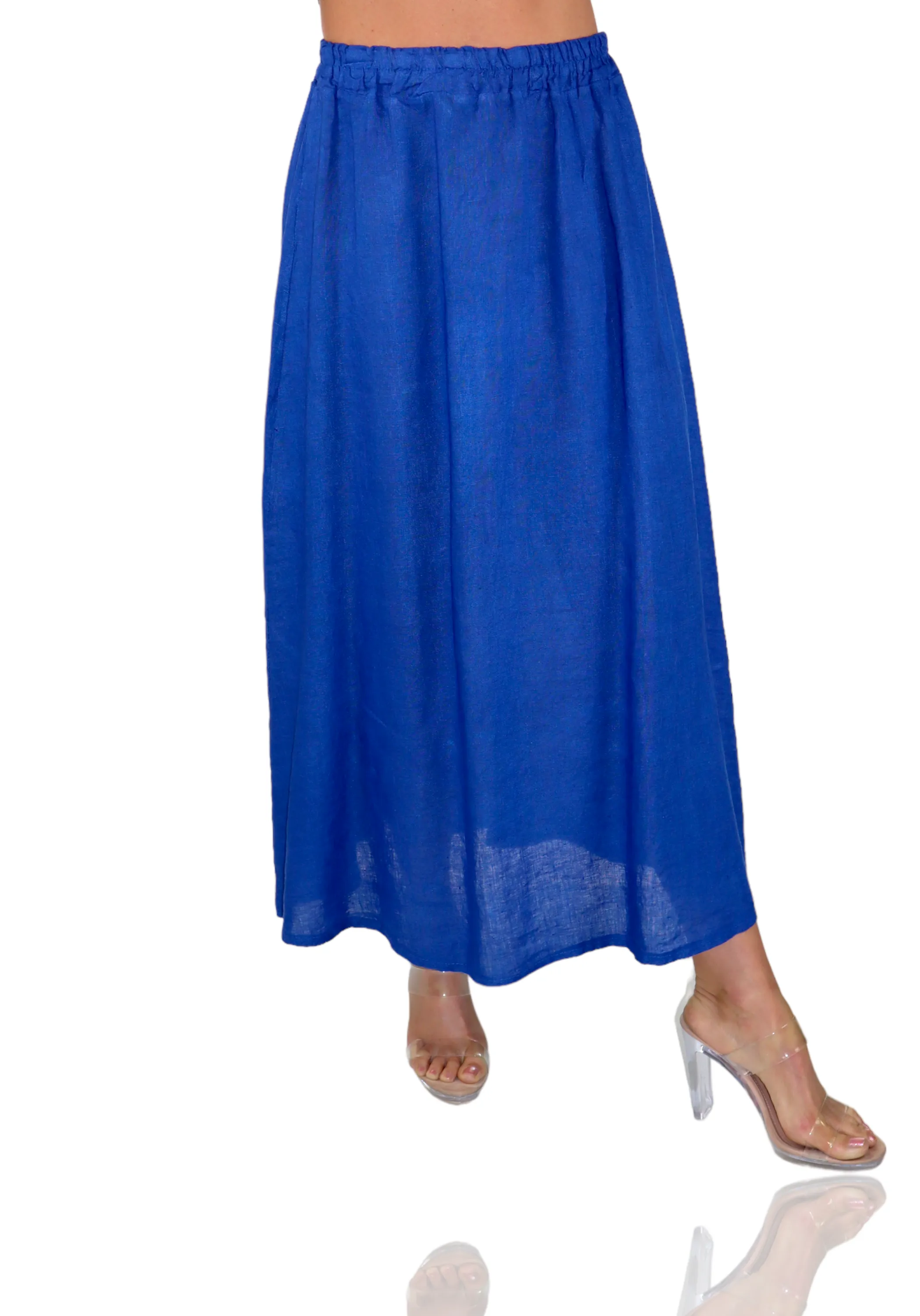 Women 100% Pure Linen Boho Bohemian Flowy Breathable Maxi Skirt