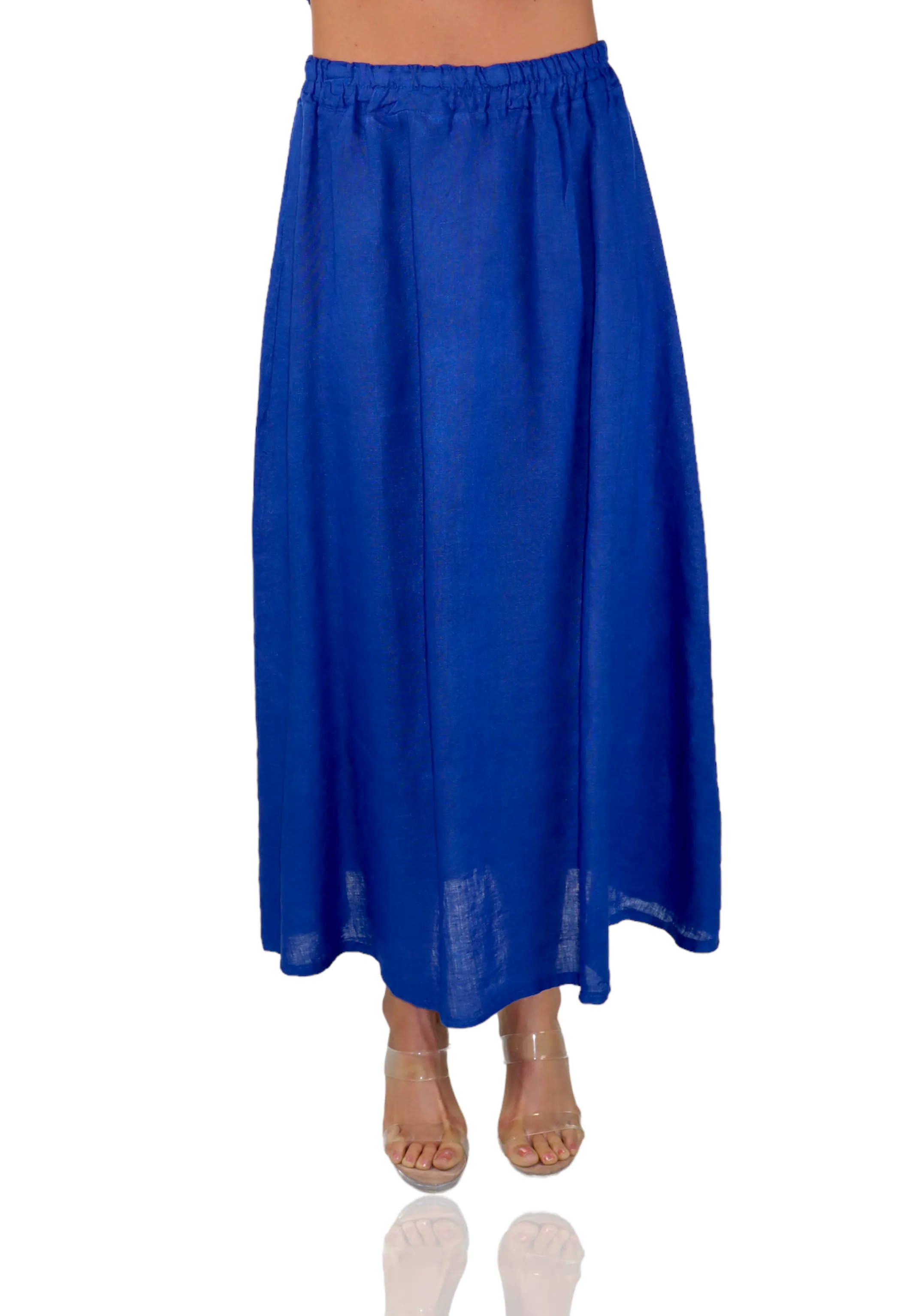 Women 100% Pure Linen Boho Bohemian Flowy Breathable Maxi Skirt