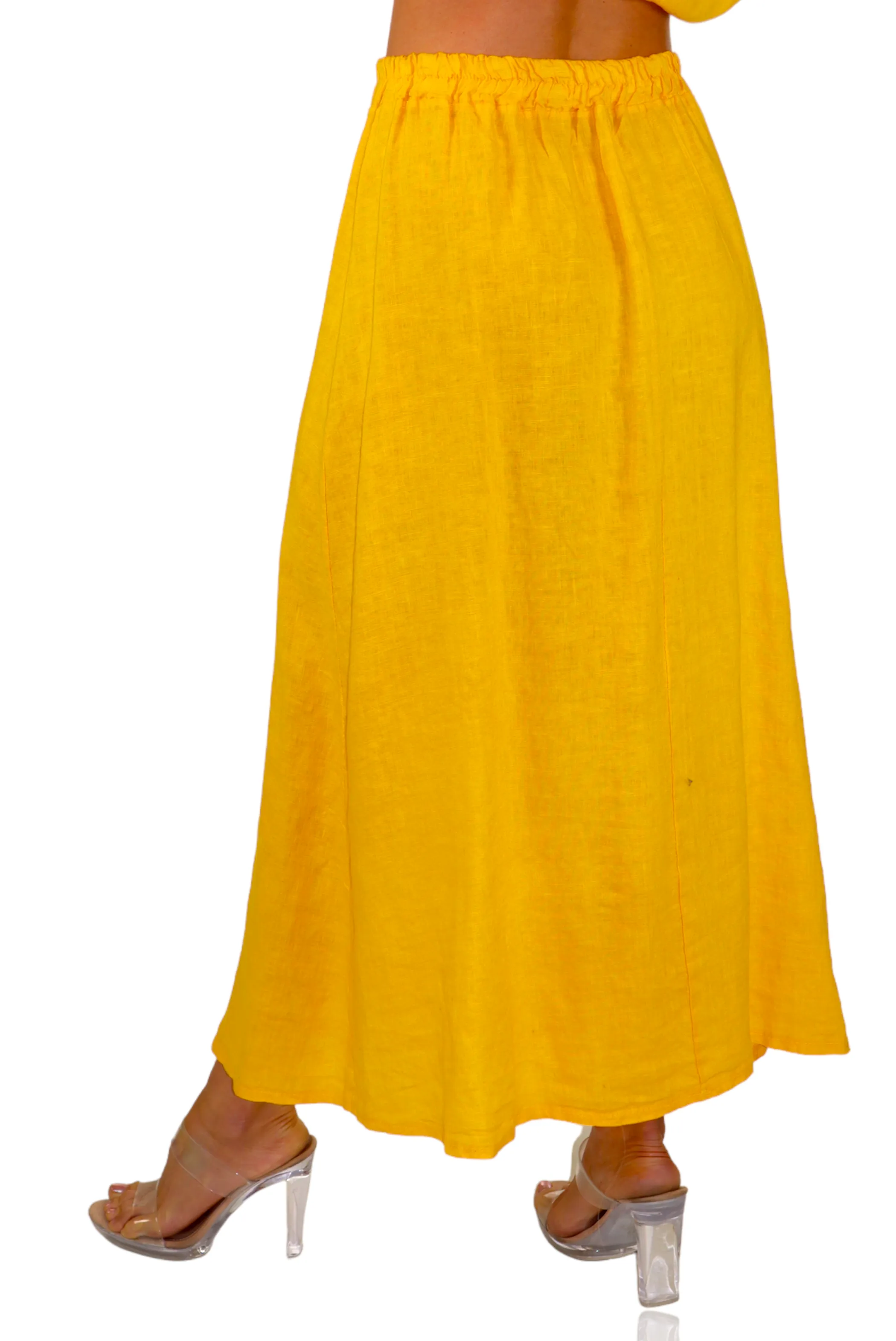 Women 100% Pure Linen Boho Bohemian Flowy Breathable Maxi Skirt