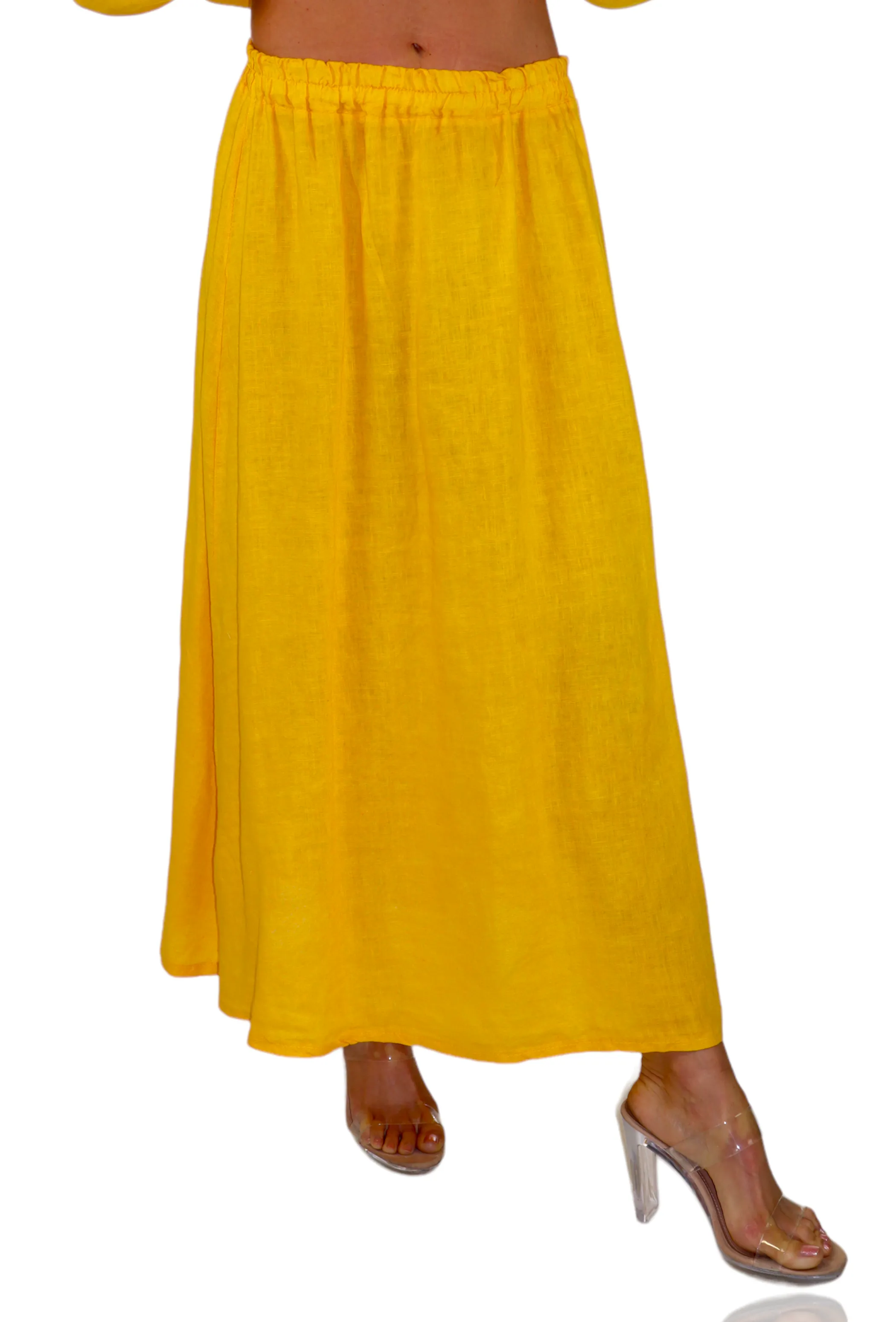 Women 100% Pure Linen Boho Bohemian Flowy Breathable Maxi Skirt
