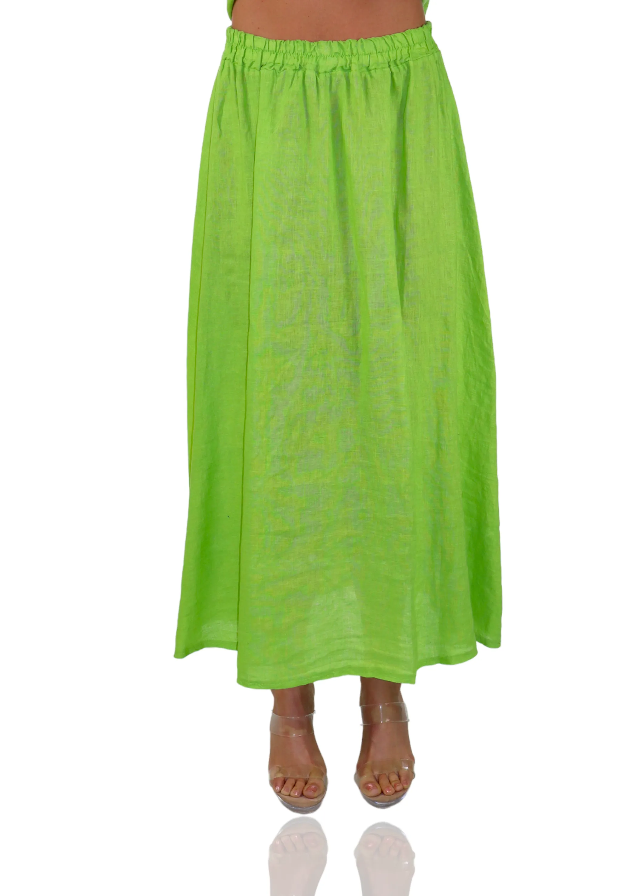 Women 100% Pure Linen Boho Bohemian Flowy Breathable Maxi Skirt