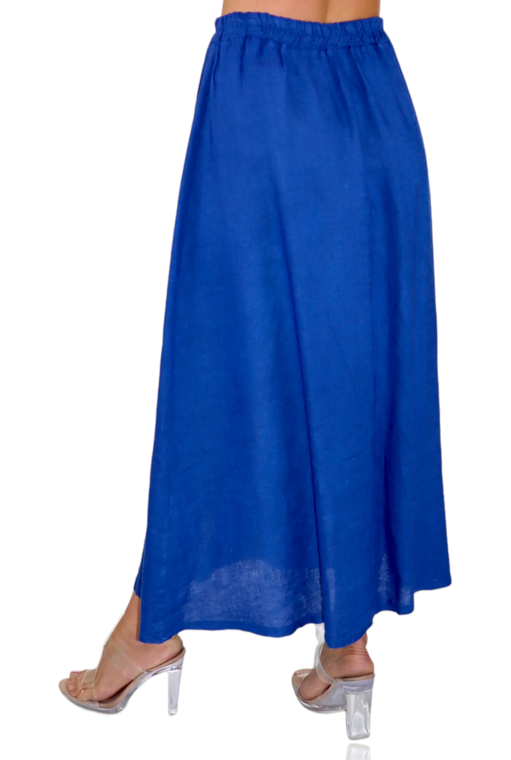 Women 100% Pure Linen Boho Bohemian Flowy Breathable Maxi Skirt