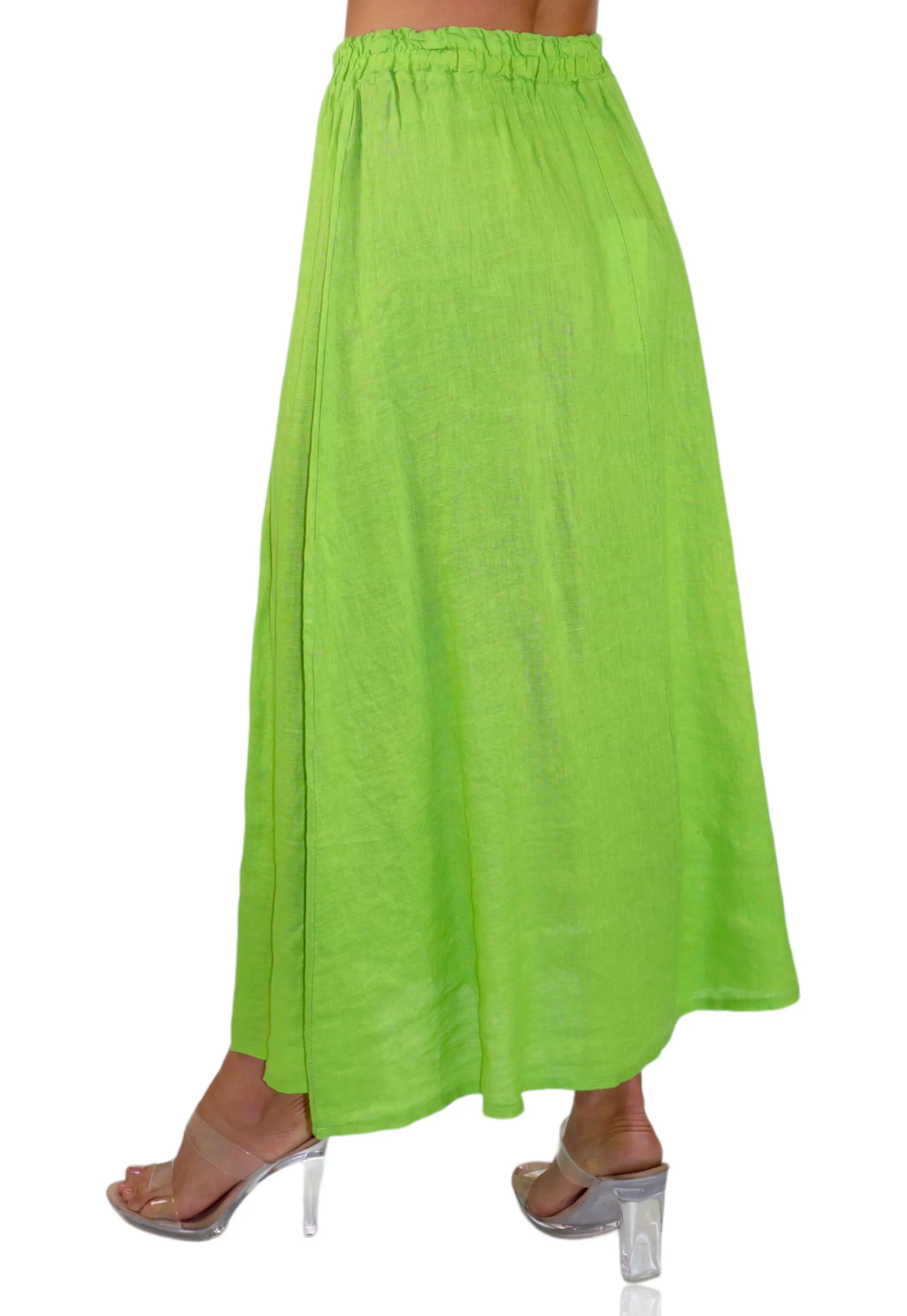 Women 100% Pure Linen Boho Bohemian Flowy Breathable Maxi Skirt