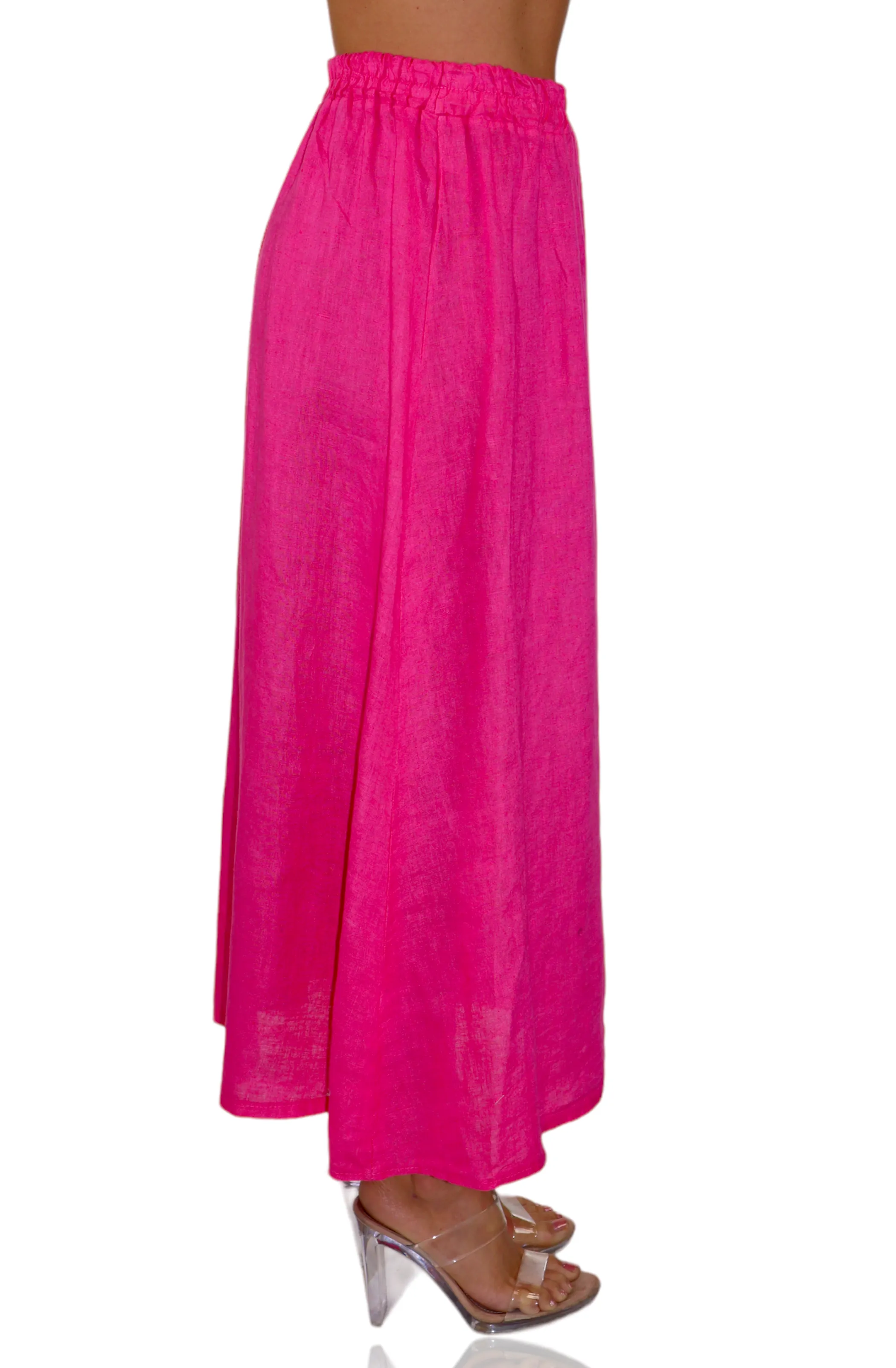 Women 100% Pure Linen Boho Bohemian Flowy Breathable Maxi Skirt