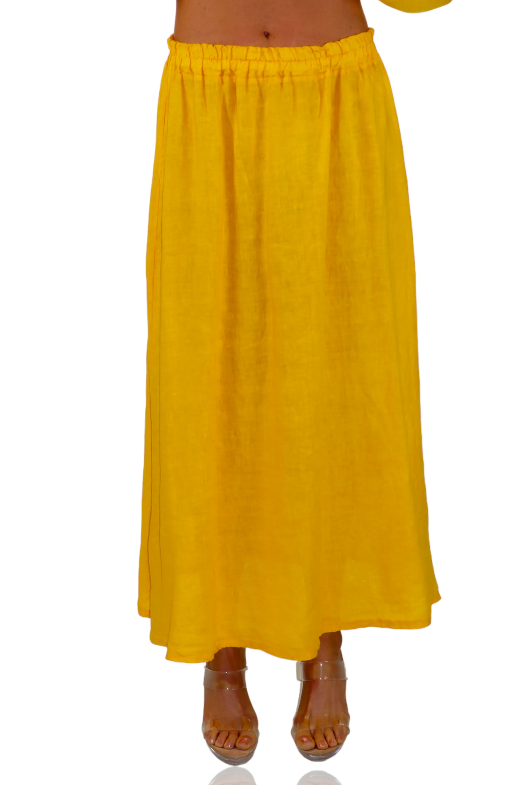 Women 100% Pure Linen Boho Bohemian Flowy Breathable Maxi Skirt