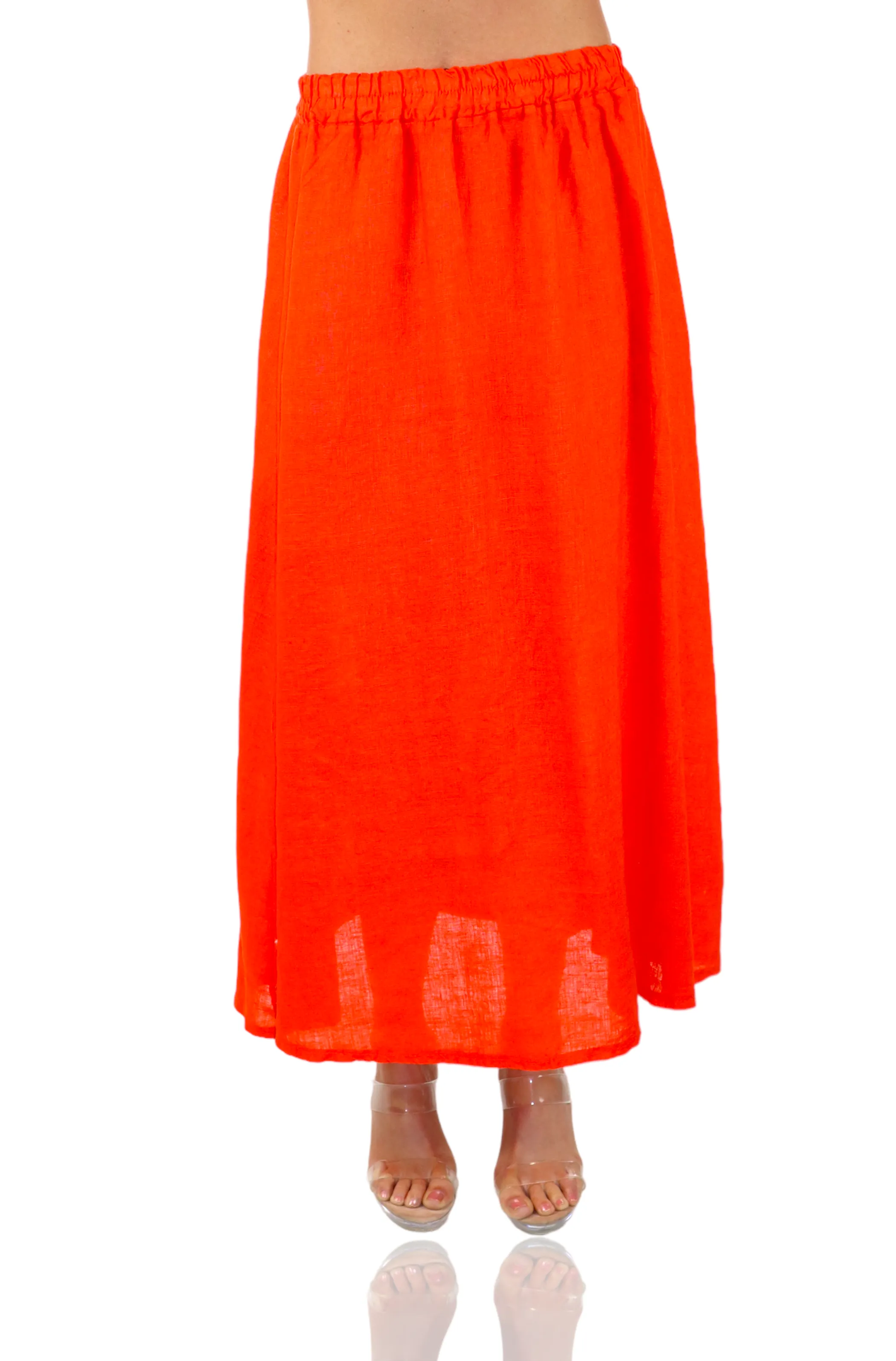 Women 100% Pure Linen Boho Bohemian Flowy Breathable Maxi Skirt