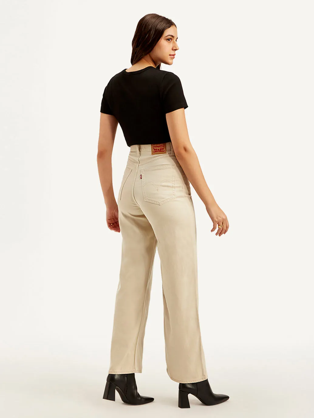 Women's High Rise Straight Fit Beige Jeans
