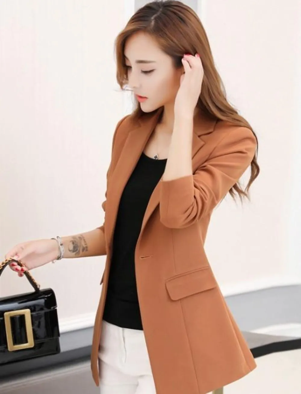 Womens Slim Fit Single Button Design Blazer