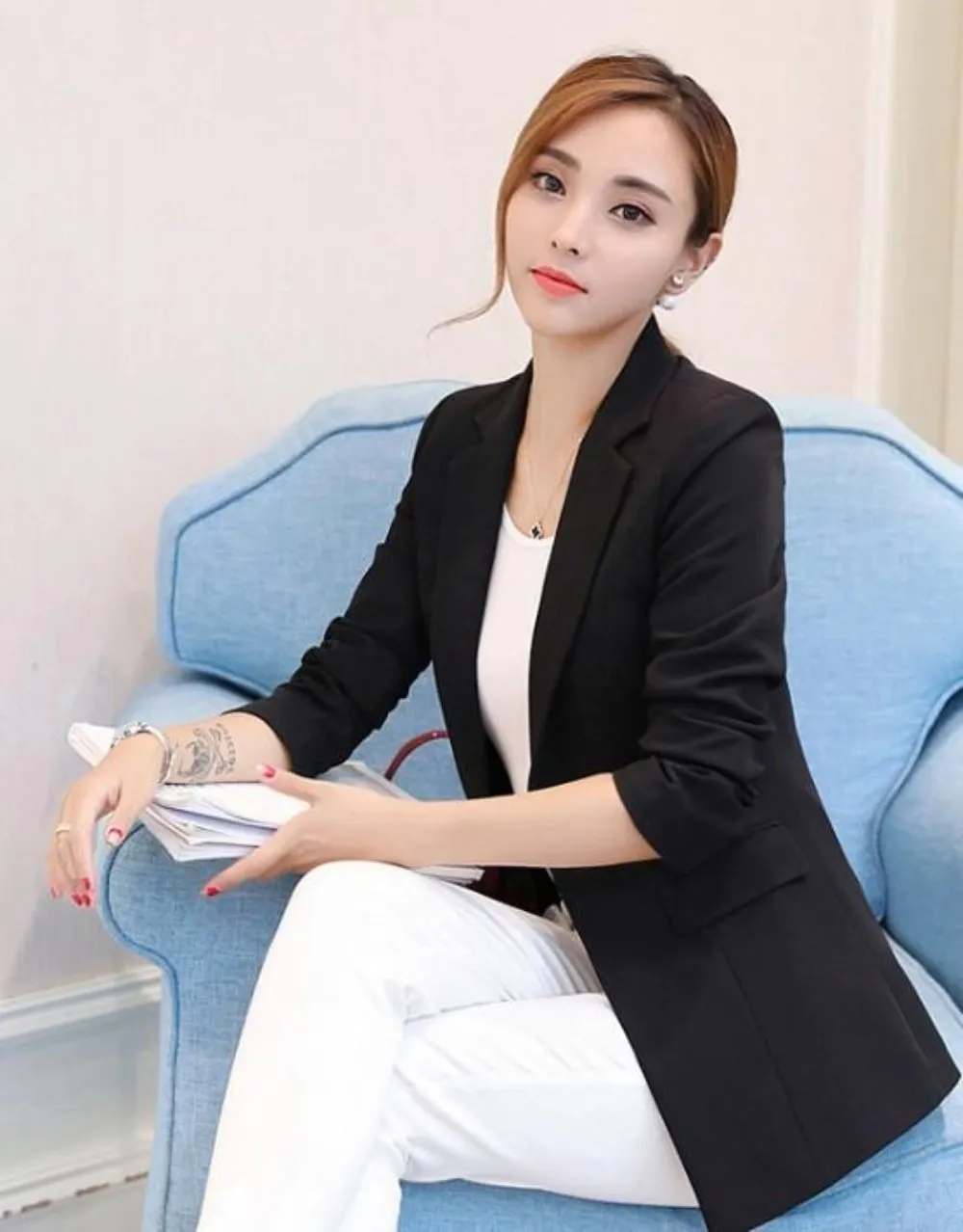 Womens Slim Fit Single Button Design Blazer