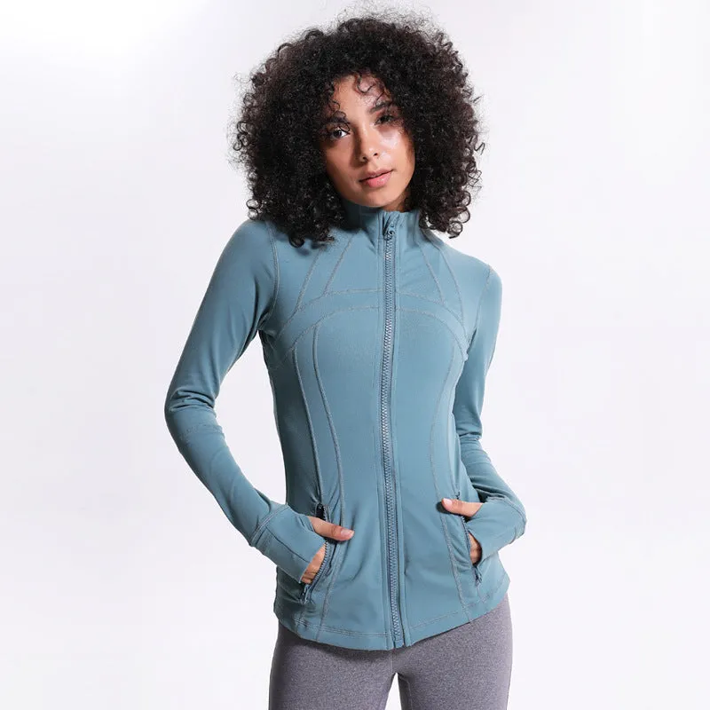Women's Slim Zipper Fitness Running Jacket – Lightweight, Breathable & Stylish