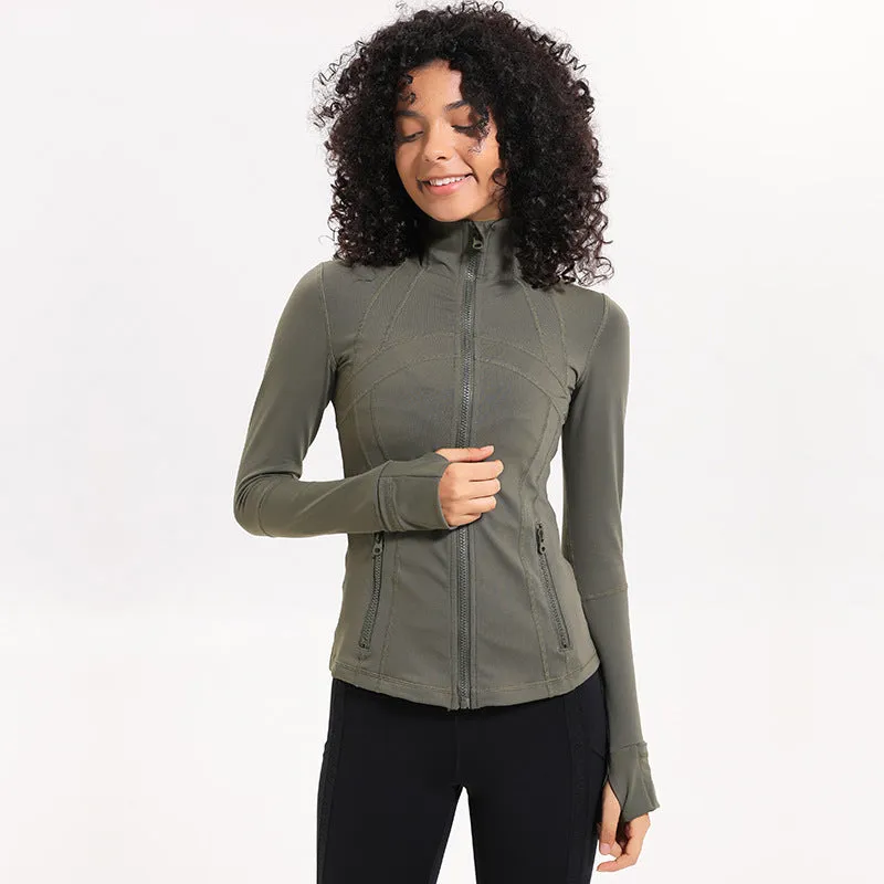 Women's Slim Zipper Fitness Running Jacket – Lightweight, Breathable & Stylish