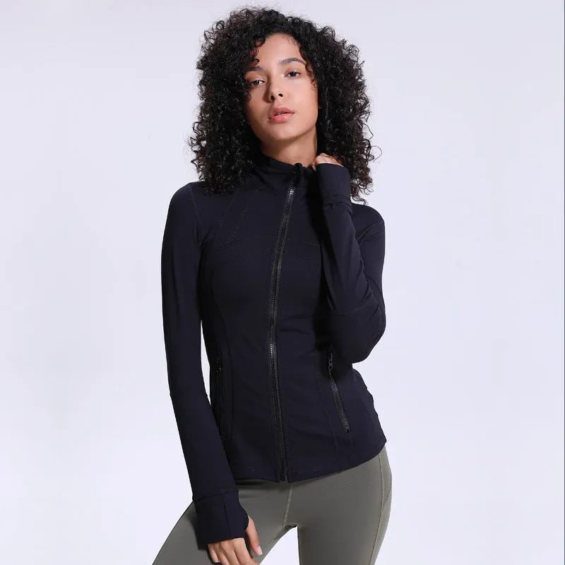 Women's Slim Zipper Fitness Running Jacket – Lightweight, Breathable & Stylish
