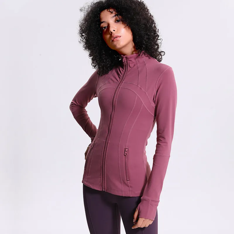 Women's Slim Zipper Fitness Running Jacket – Lightweight, Breathable & Stylish
