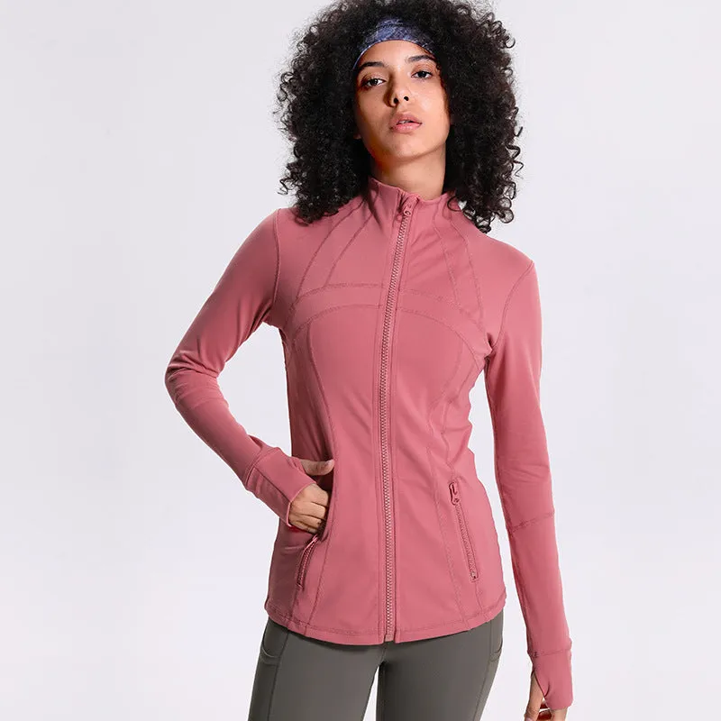 Women's Slim Zipper Fitness Running Jacket – Lightweight, Breathable & Stylish