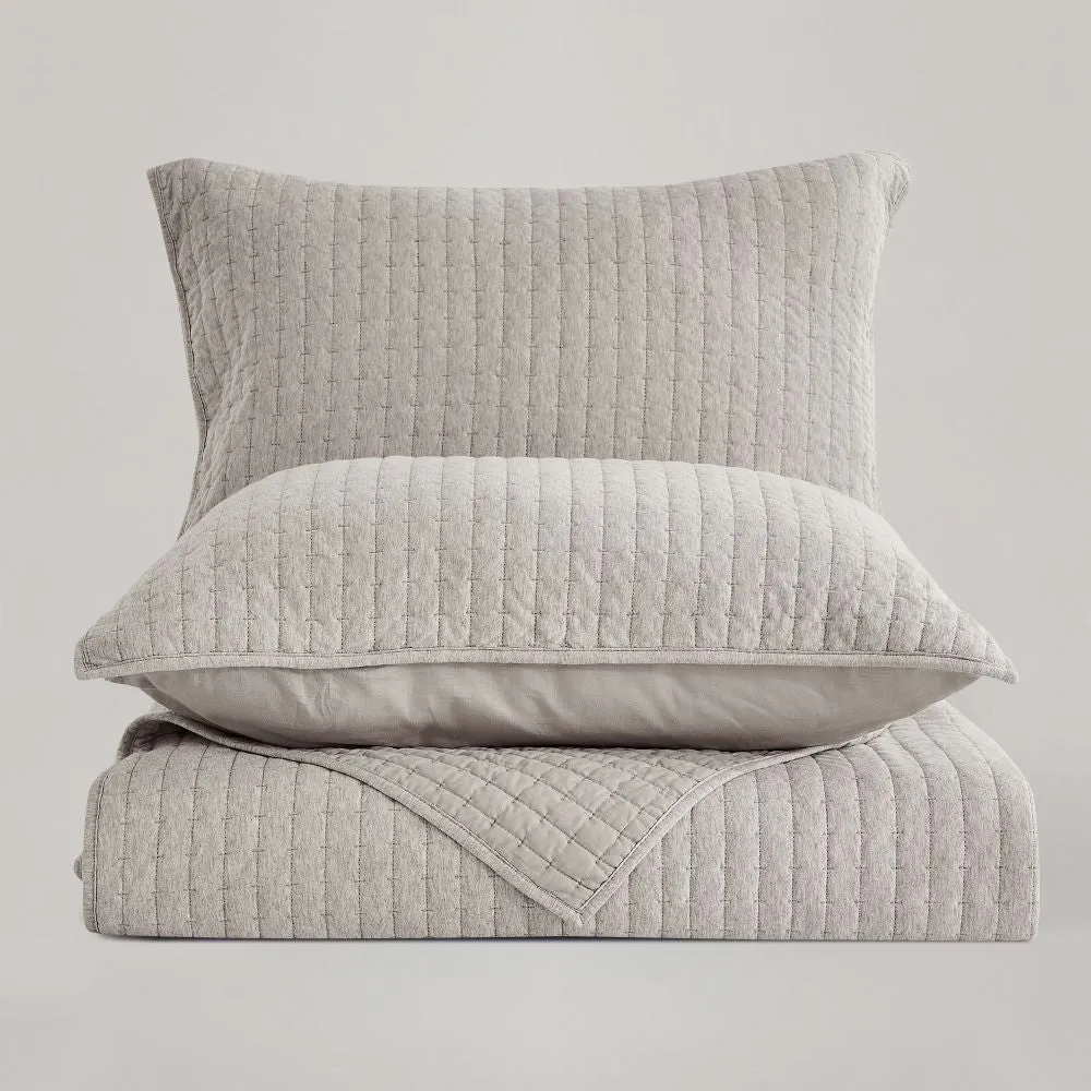 Wonderful 100% Cotton Jersey Detailed Channel Stitch All-Season 3-Piece Reversible Quilt Set