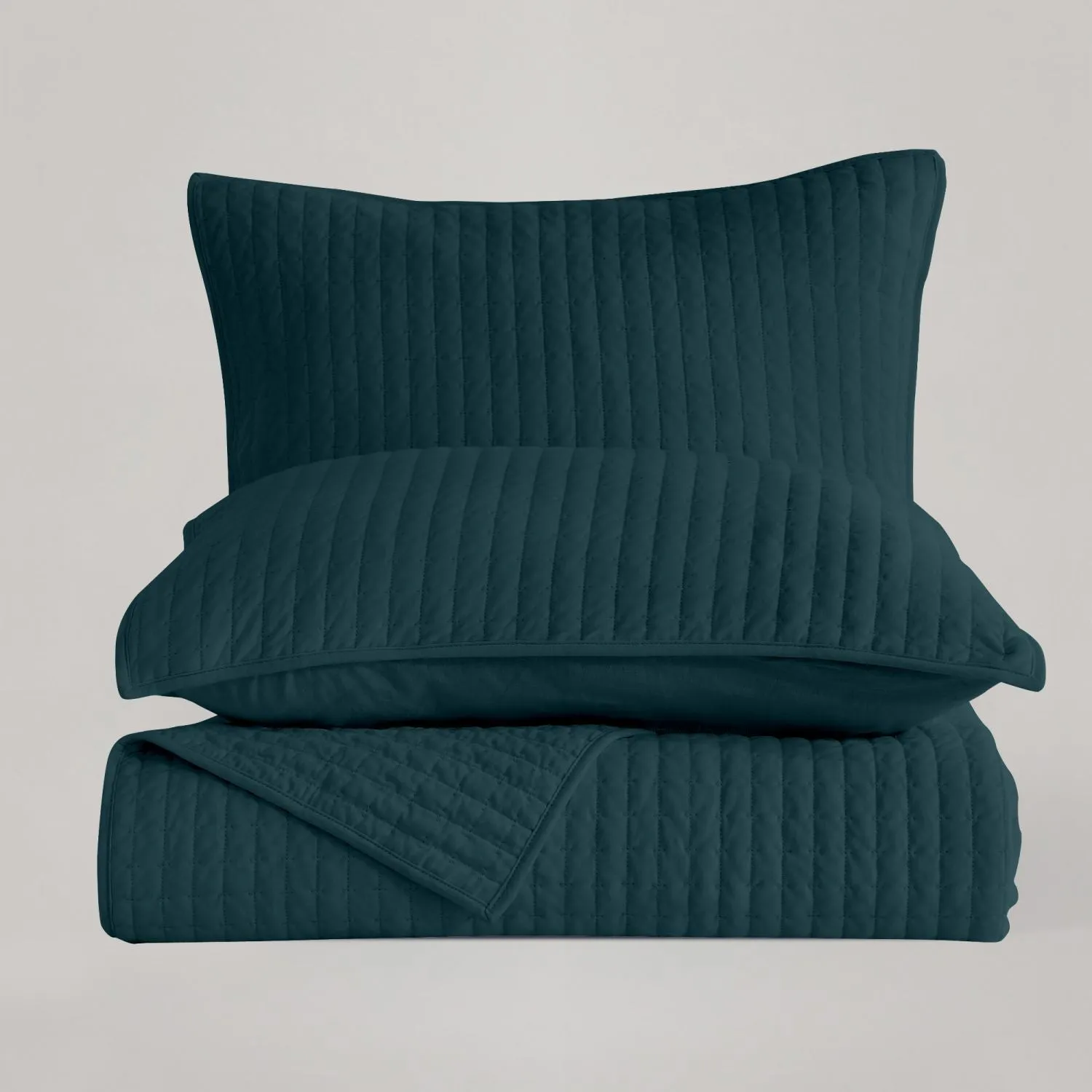 Wonderful 100% Cotton Jersey Detailed Channel Stitch All-Season 3-Piece Reversible Quilt Set
