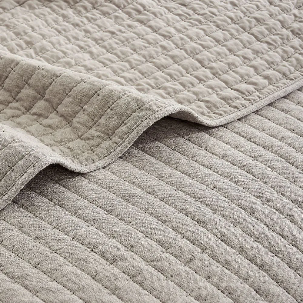 Wonderful 100% Cotton Jersey Detailed Channel Stitch All-Season 3-Piece Reversible Quilt Set