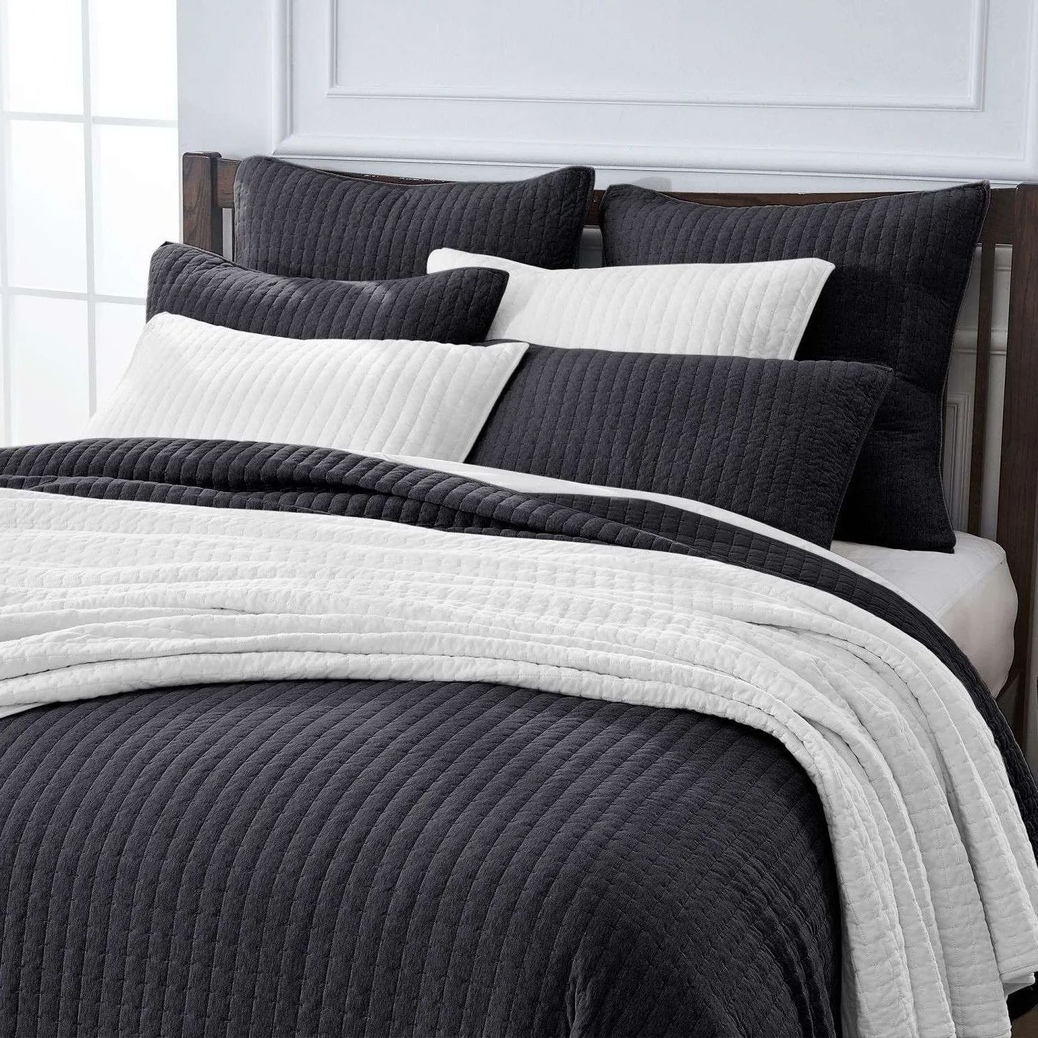Wonderful 100% Cotton Jersey Detailed Channel Stitch All-Season 3-Piece Reversible Quilt Set