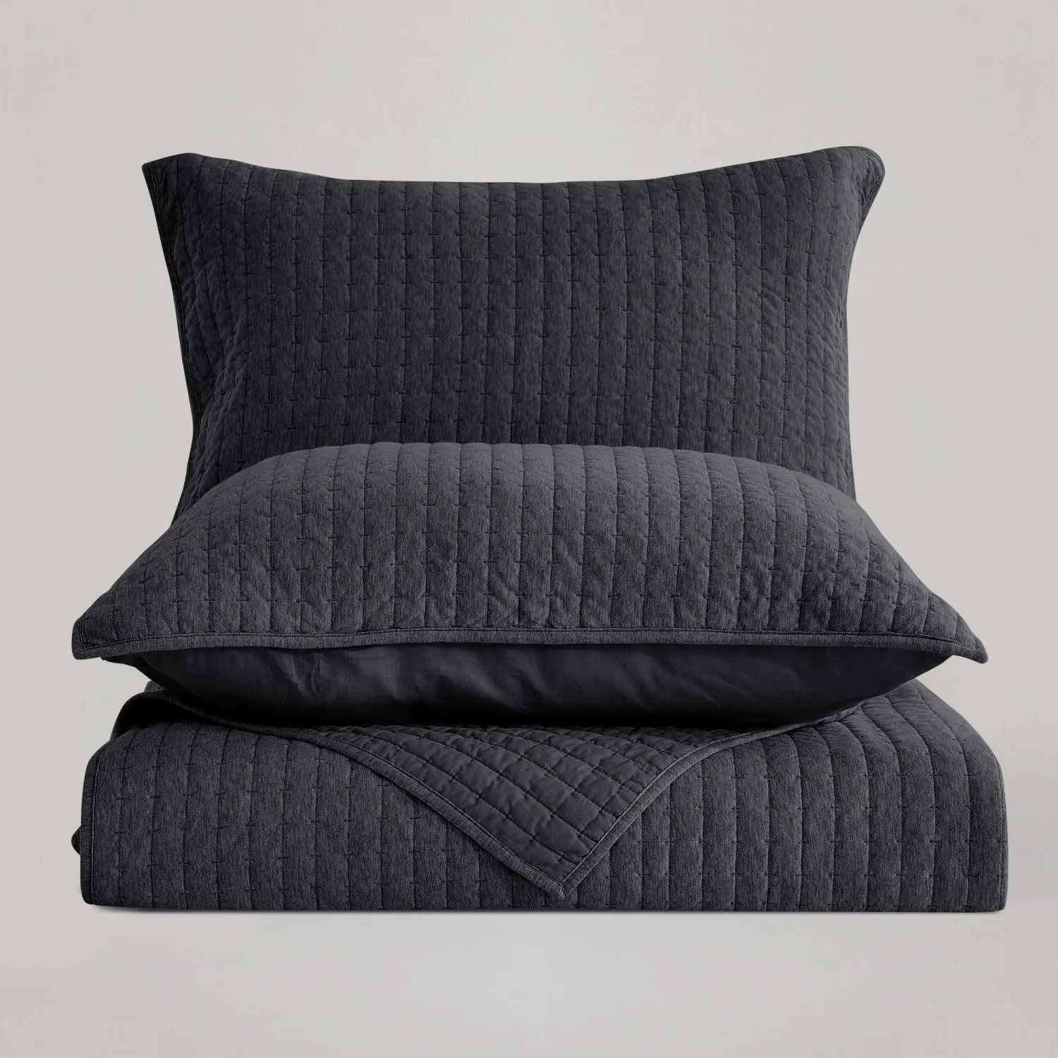 Wonderful 100% Cotton Jersey Detailed Channel Stitch All-Season 3-Piece Reversible Quilt Set