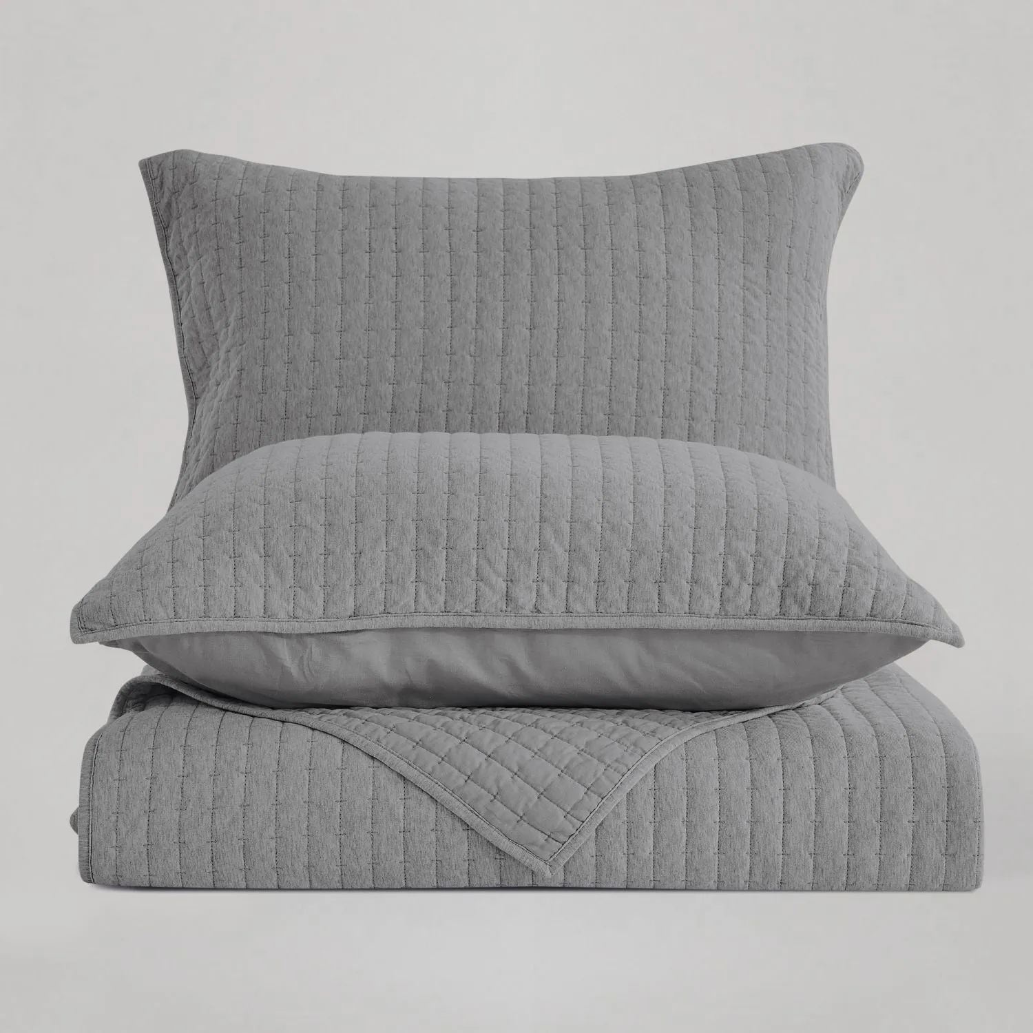 Wonderful 100% Cotton Jersey Detailed Channel Stitch All-Season 3-Piece Reversible Quilt Set