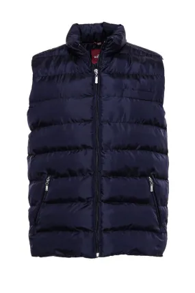 WSS Zippered Pockets Quilted Navy Blue Men Winter Down Vest  - Singen